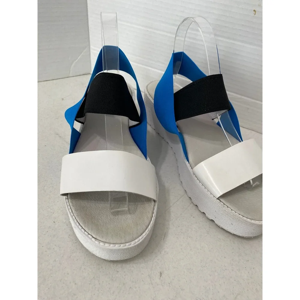Sixtyseven Platform Sandals Womens 40‎ Blue White Black Elastic Flatform Good